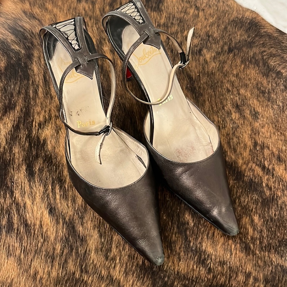 Christian Louboutin kitten heels sling back